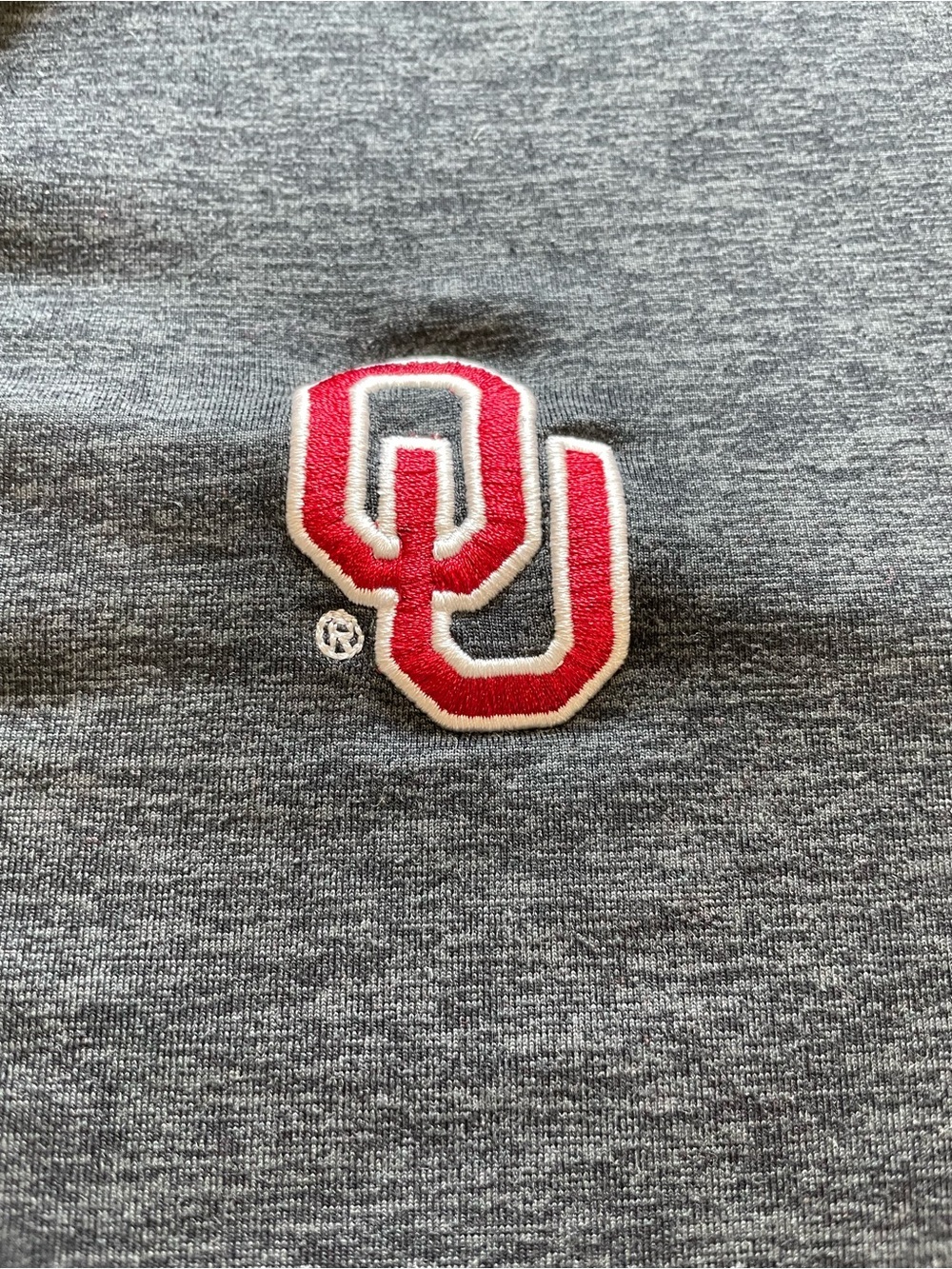 Jordan Men’s Charcoal Polo with Red Collar and Logo University of Oklahoma  OU - Picture 3 of 5